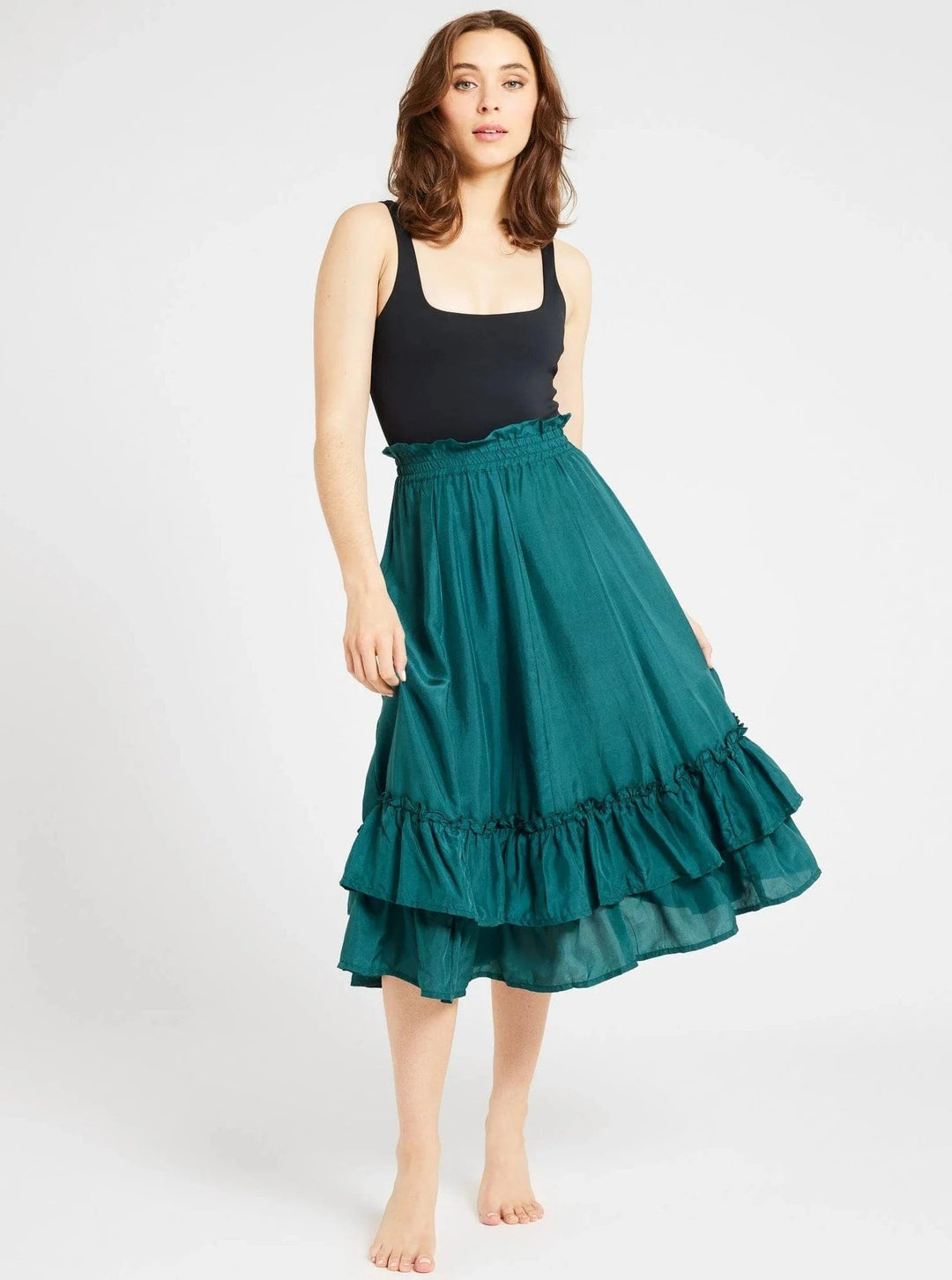 Mille Top Rosalita Skirt in Emerald Silk