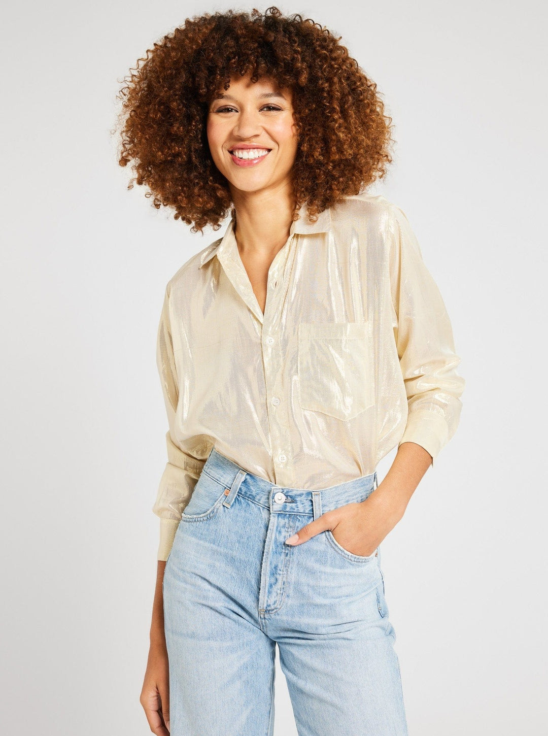 Mille Top Sofia Top in Gold Lamé