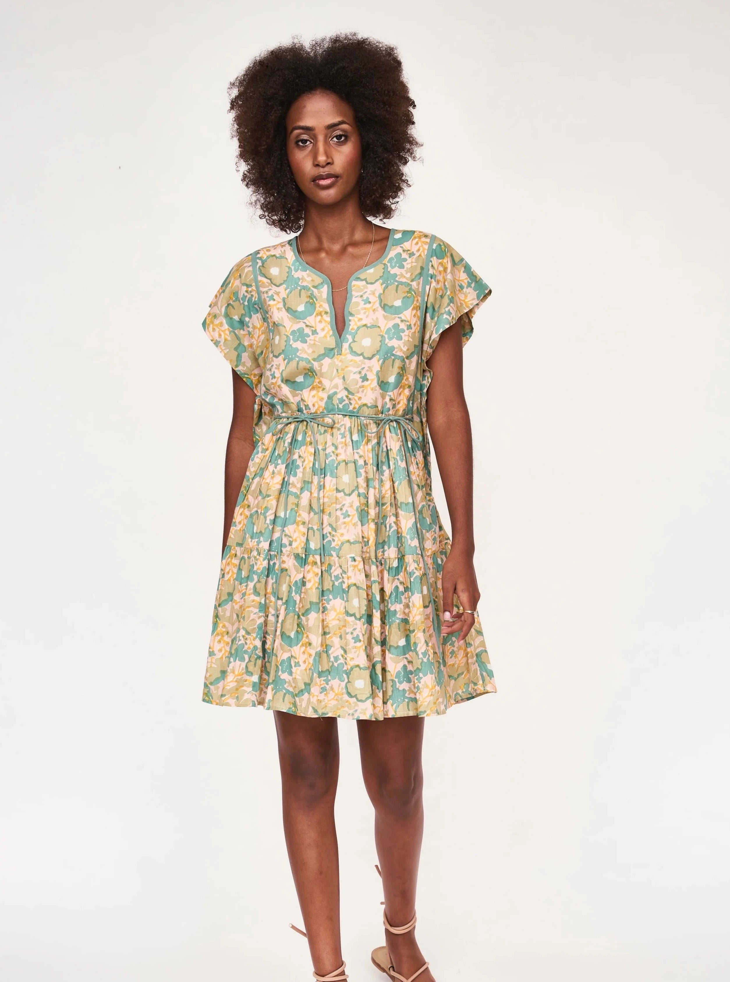 Sonoma Short Dress in Olive Bloom – Beau & Ro