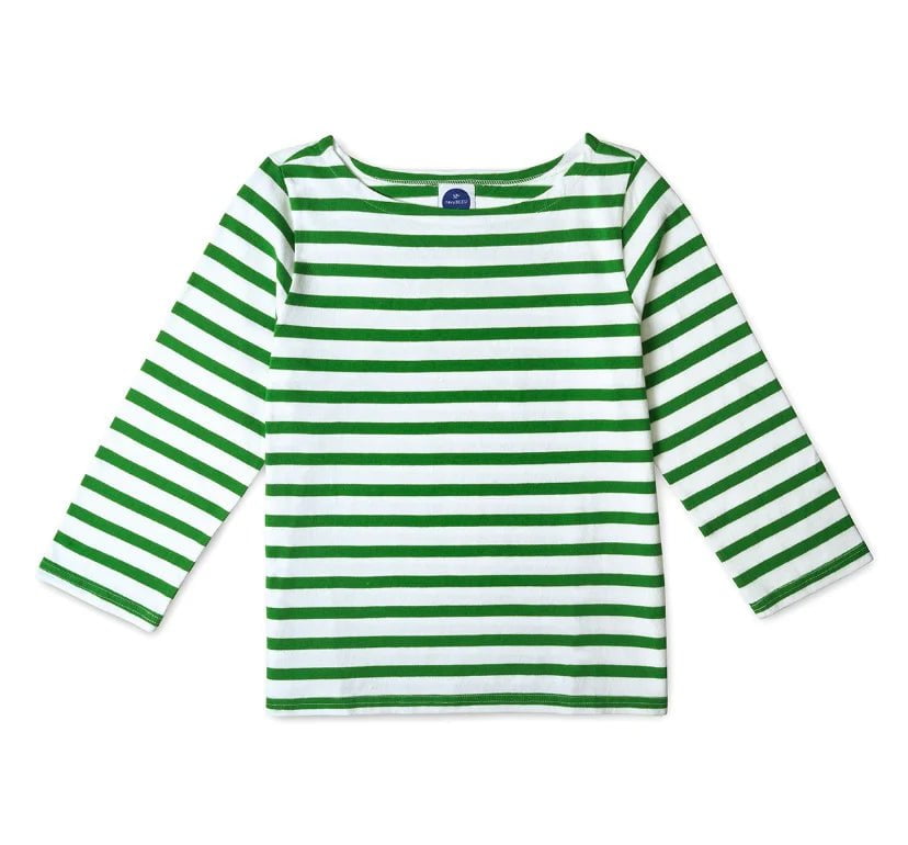navyBLEU Top Green Breton Striped Shirt