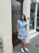 Never A Wallflower Dress Epaulet Short Dress in Chambray