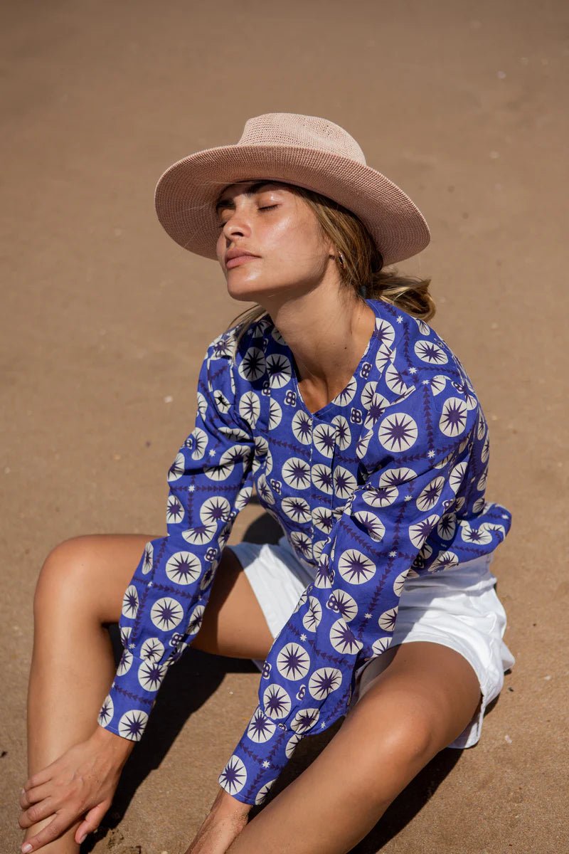 Odile Top Danielle Tunisian Shirt in Navy Sun