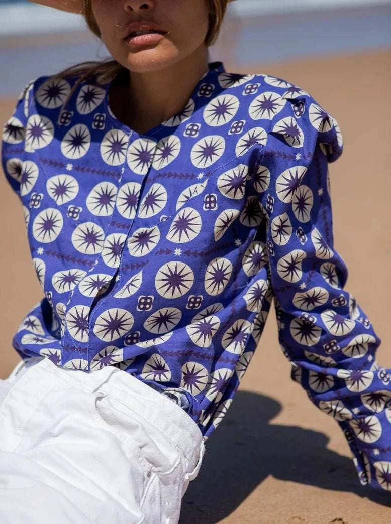 Odile Top Danielle Tunisian Shirt in Navy Sun