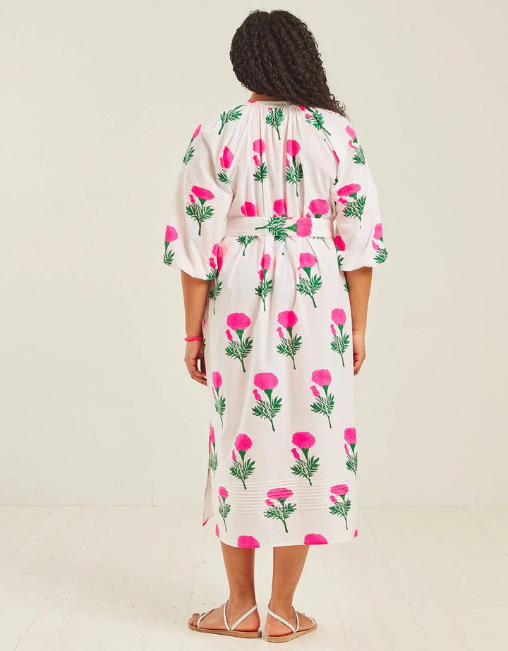Pink City Prints Dress Beach Dress Dress in Neon Marigold