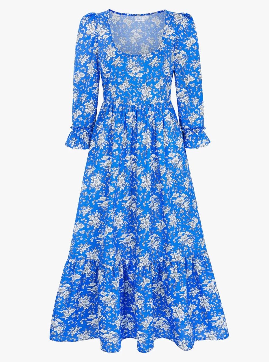 Pink City Prints Women's Carys Dress - Royal Blue Bouquet - Size Medium Pink City Prints Women's Carys Dress - Royal Blue Bouquet - Size Medium