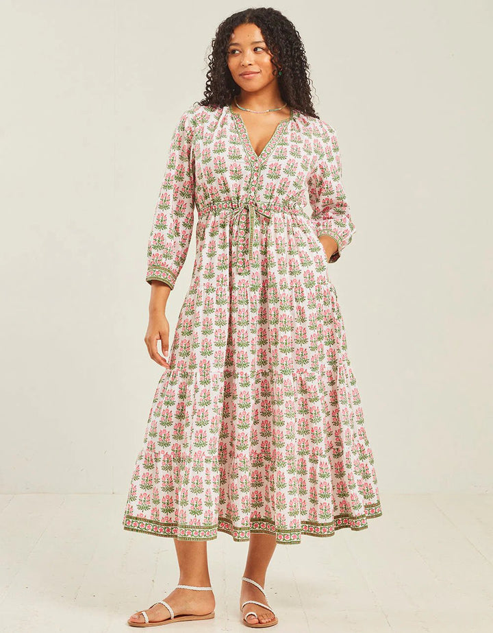 Pink City Prints Dress Maria Dress in Hollyhock Bouquet