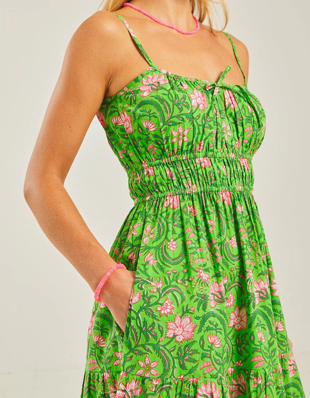 Pink City Prints Dress Seychelles Dress in Lime Jungle