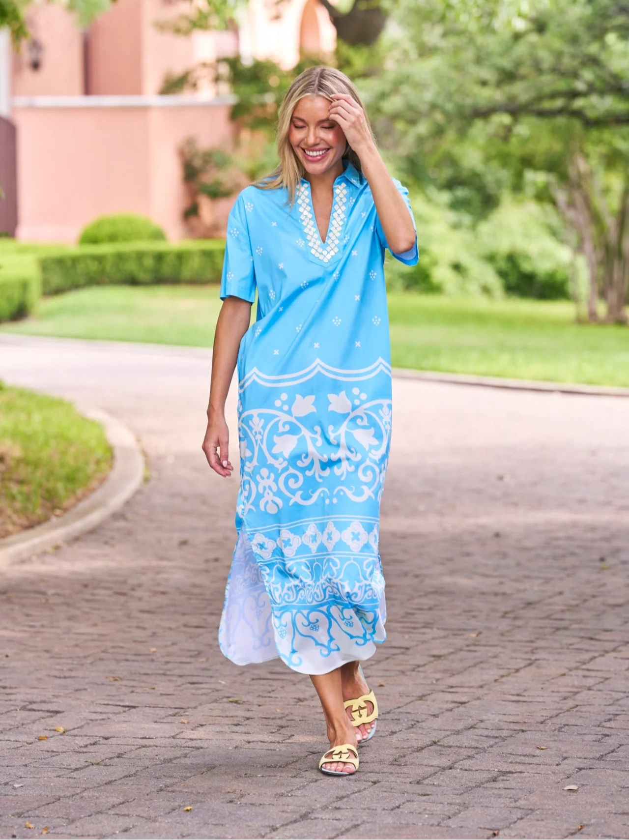 sheridan french maxi dress Taylor in Medow Jardin Perfect for garden parties Emma-Black Deep Plunge Halter Cap & Gown Color:Gold ed123024