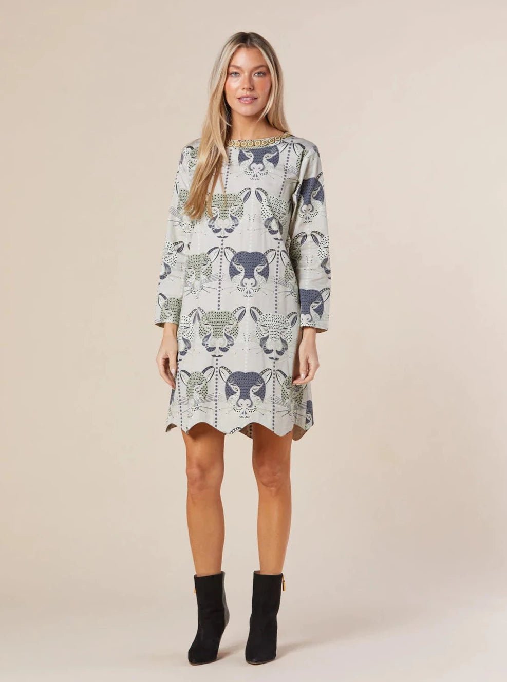 Blair Dress in Latte Jungle Cat