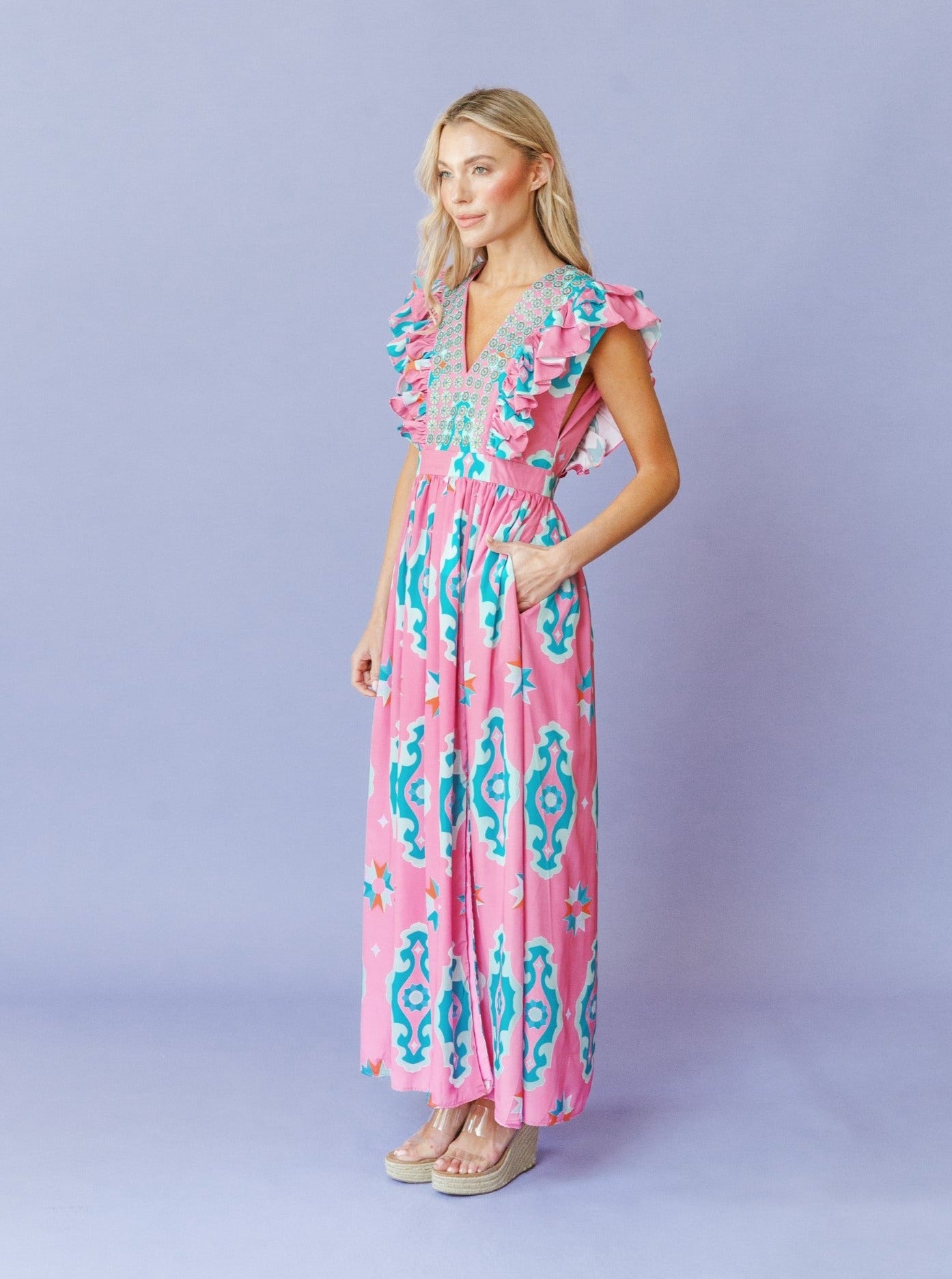 sheridan french maxi dress Stacey Dress Watermelon Starburst by Sheridan French L