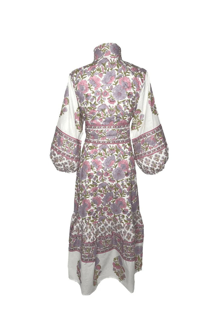 Sue Sartor Dress Paloma Flounce Dress in Lavender / Pink Vintage Poppy