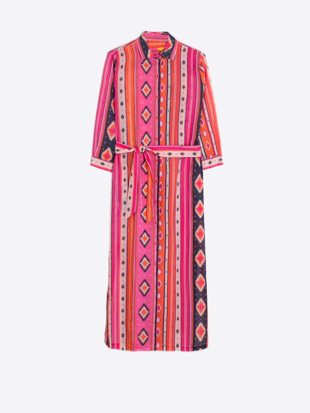 Vilagallo Dress Antonella Midi Dress in Pink Navajo Stripe