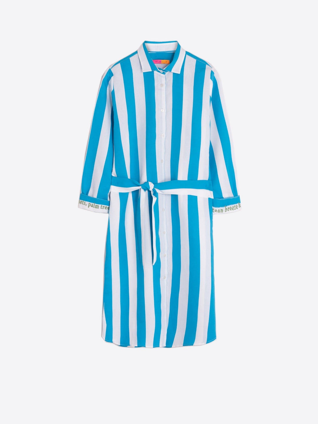 Vilagallo Dress Dover Dress in Bordada Turquoise Stripe