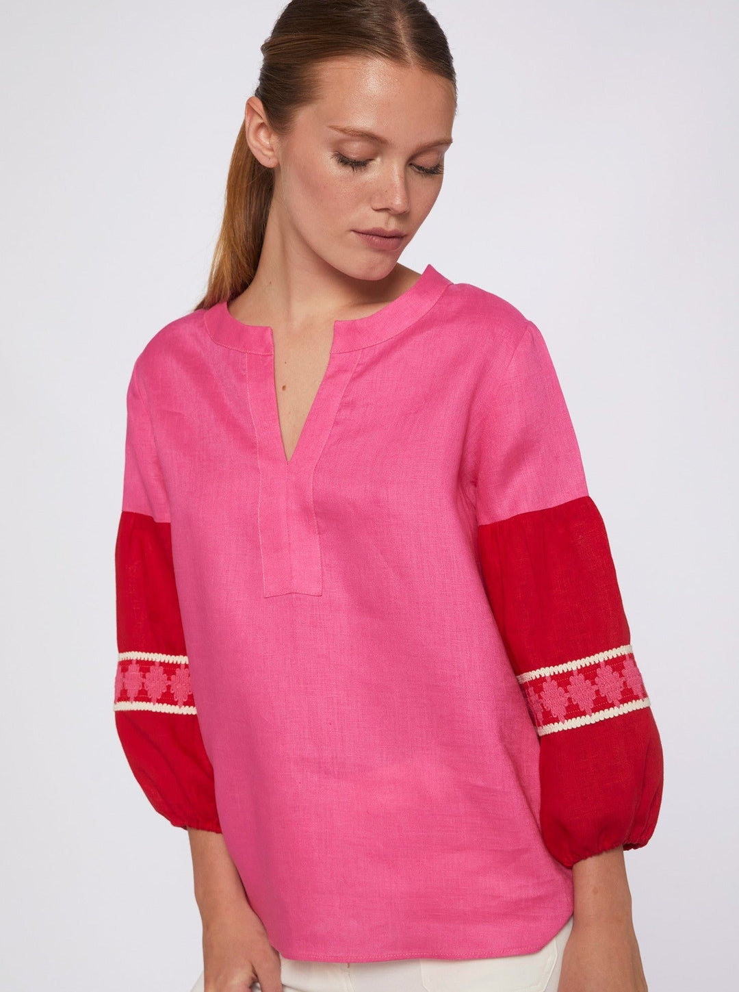 Vilagallo Top Kaya Shirt in Pink Linen