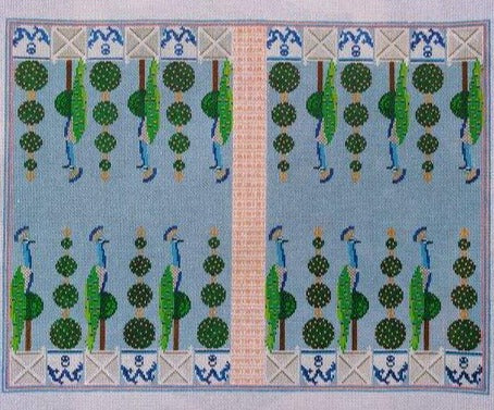 Anne Fisher Needlepoint Anne Fisher Needlepoint | Peacock Backgammon Board