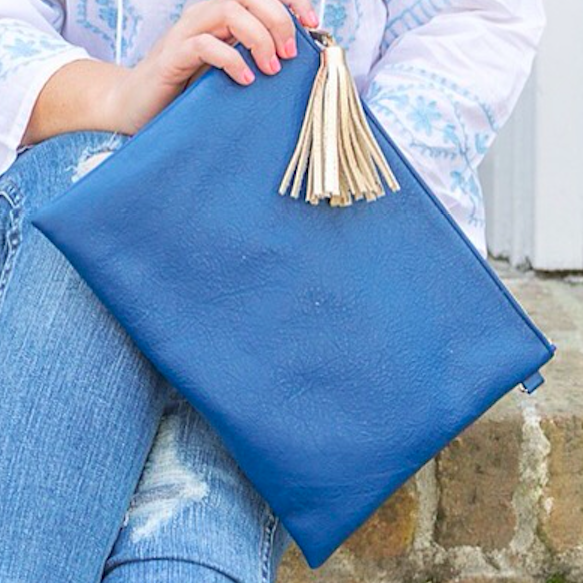 The Sconset Clutch + Crossbody Bag | by Beau & RO | in Navy Blue