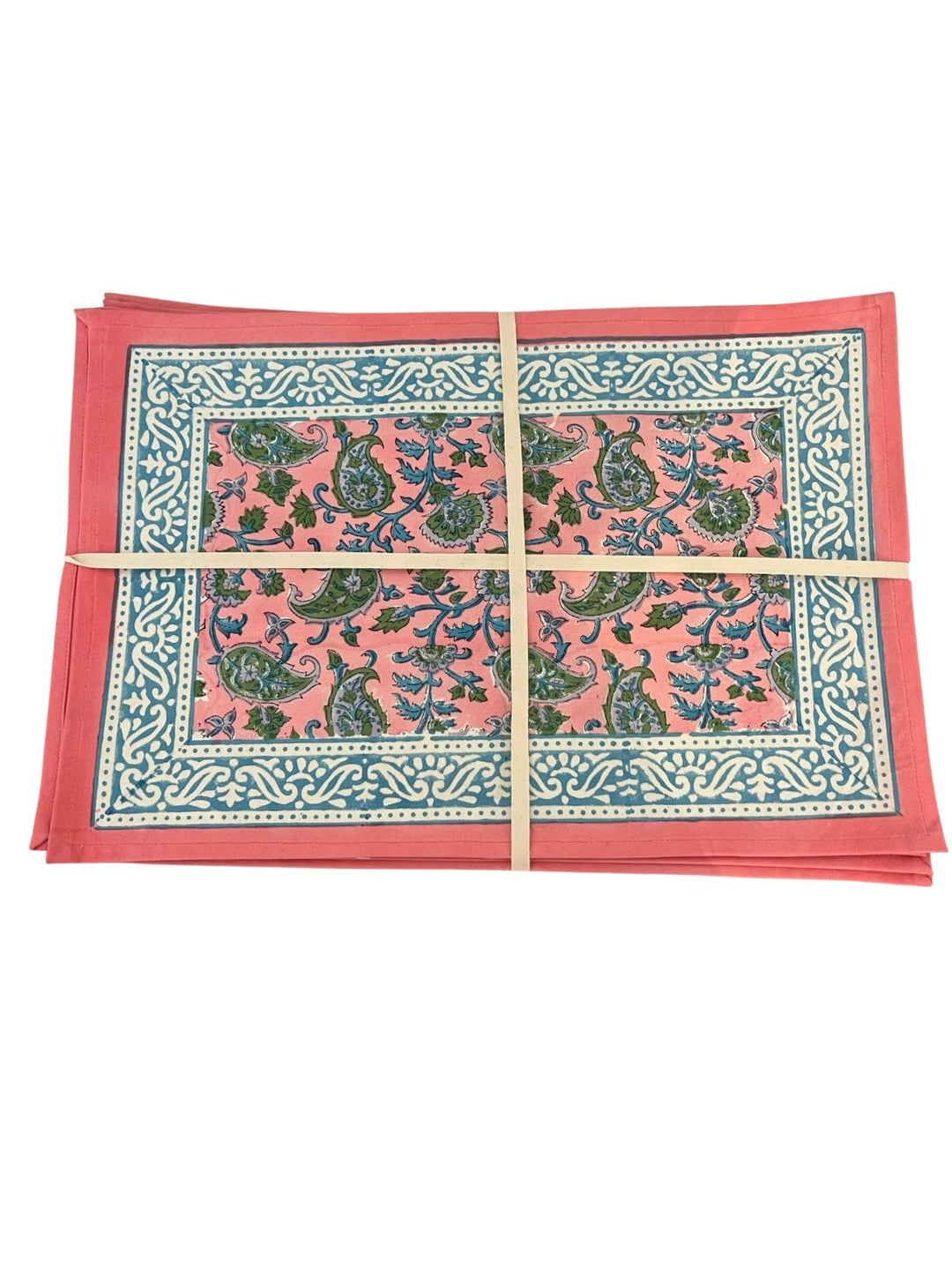 Beau & Ro Placemat Beau & Ro Tabletop Collection | Pink & Blue Blockprint Placemats