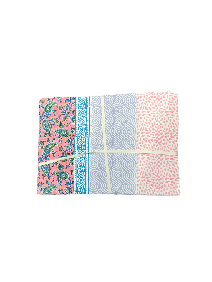 Beau & Ro Tablecloth Beau & Ro Tabletop Collection | Pink & Blue Blockprint Tablecloth