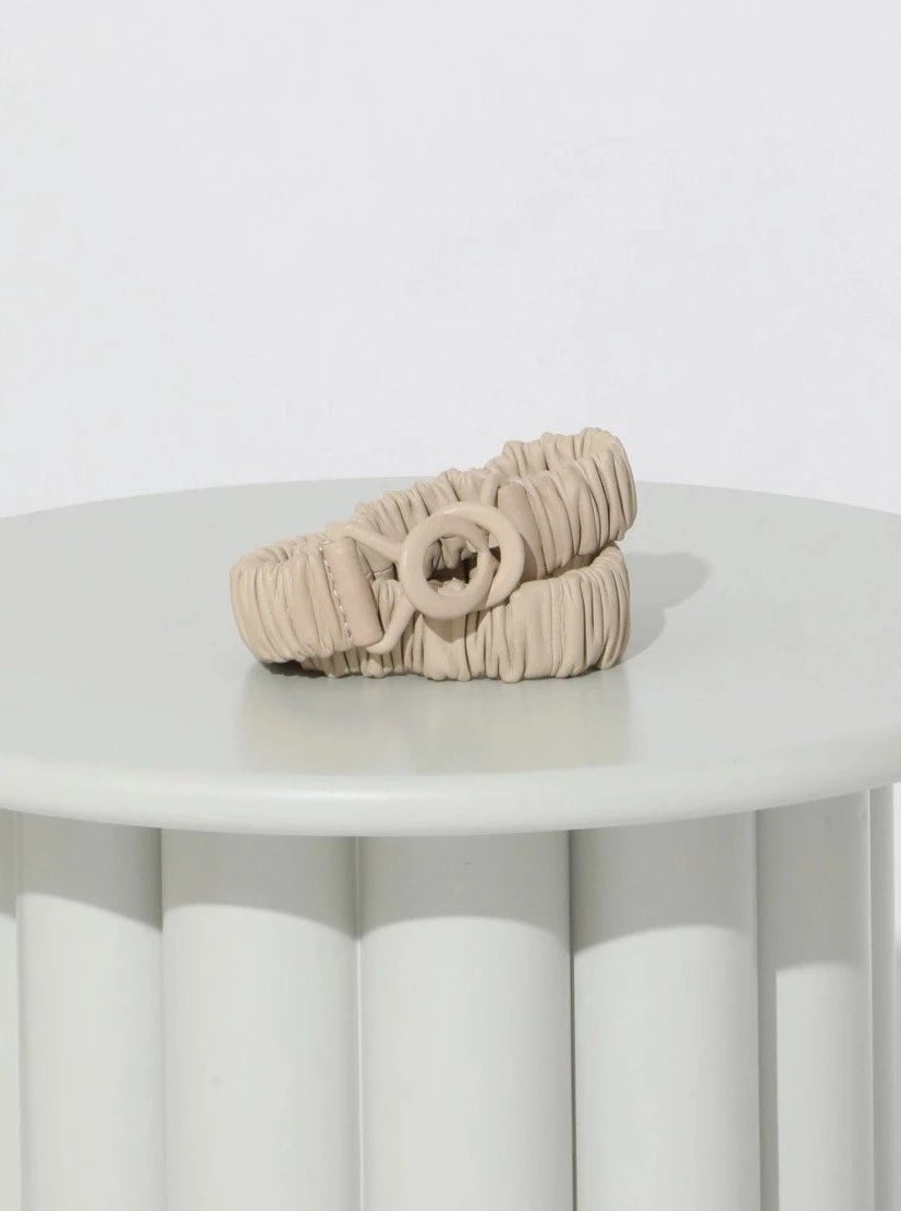 Cleobella Belt White Cleobella | Sims Scrunchie Leather Belt in Cream