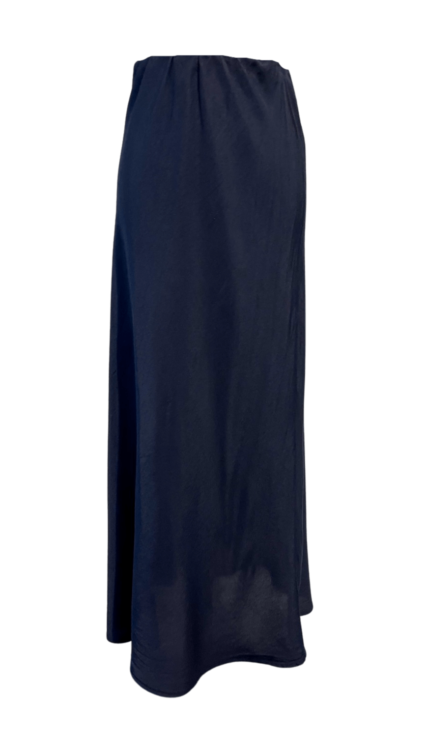 SATIN MIDI SKIRT - Navy blue