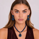 Lena Sapphire Resin and Sapphire Crystal Pear Drop Necklace