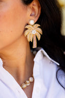 Gold Palm Tree Beaded Earrings