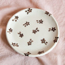 Black Forget Me Not Catchall Plate with Blue Flowers