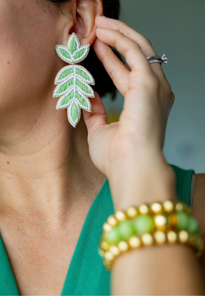 Lilly Raffia Earrings in Green