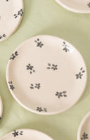 Black Forget Me Not Catchall Plate with Blue Flowers