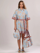 Africa Light Blue Poplin Short Dress