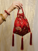 Jacquard Fringe Party Purse in Winter Raspberry