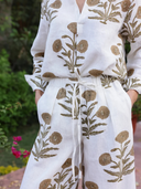 Montecito Wide Leg Pant in Khaki Flower