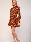 Kay Mini Dress in Amber Brush Print
