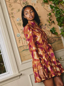 Kay Mini Dress in Amber Brush Print