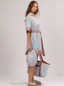 Africa Light Blue Poplin Short Dress