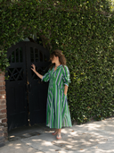 Button Down Dress in Green Stripe
