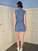 Range Romper in Navy Gingham