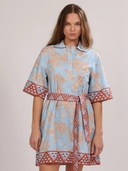 Africa Light Blue Poplin Short Dress