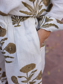 Montecito Wide Leg Pant in Khaki Flower