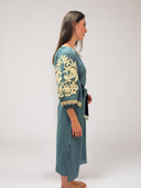 Vita Fleur Puff Veronica Maxi Dress in Grey Blue Kora Beige