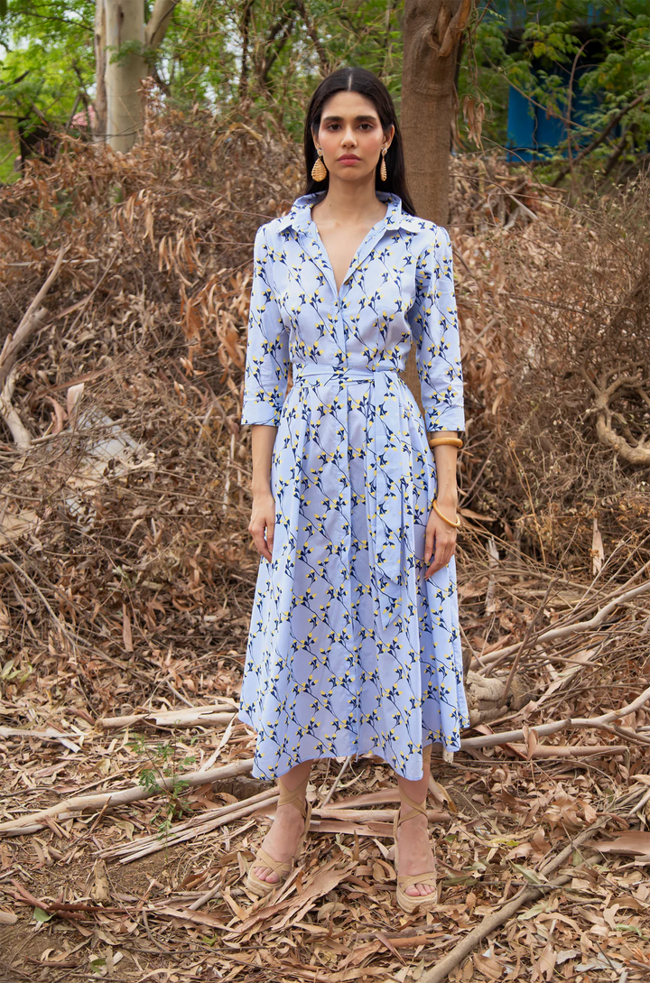 Emily Dress in Gordes Bluebell