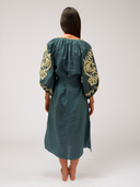 Vita Fleur Puff Veronica Maxi Dress in Grey Blue Kora Beige