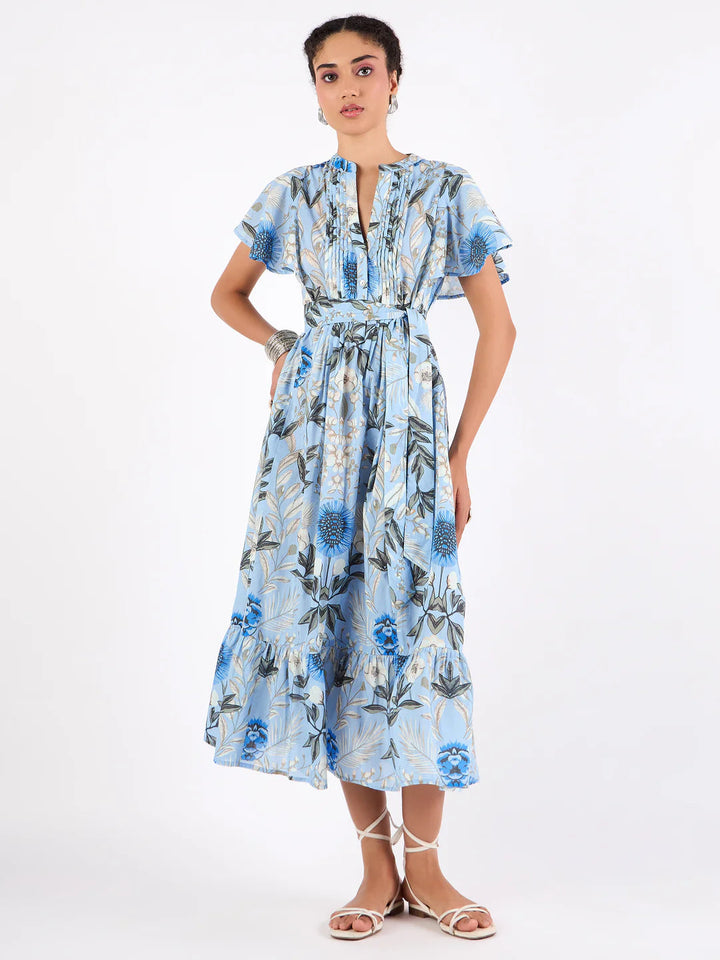 Leni Dress in Monet's Garden Blue