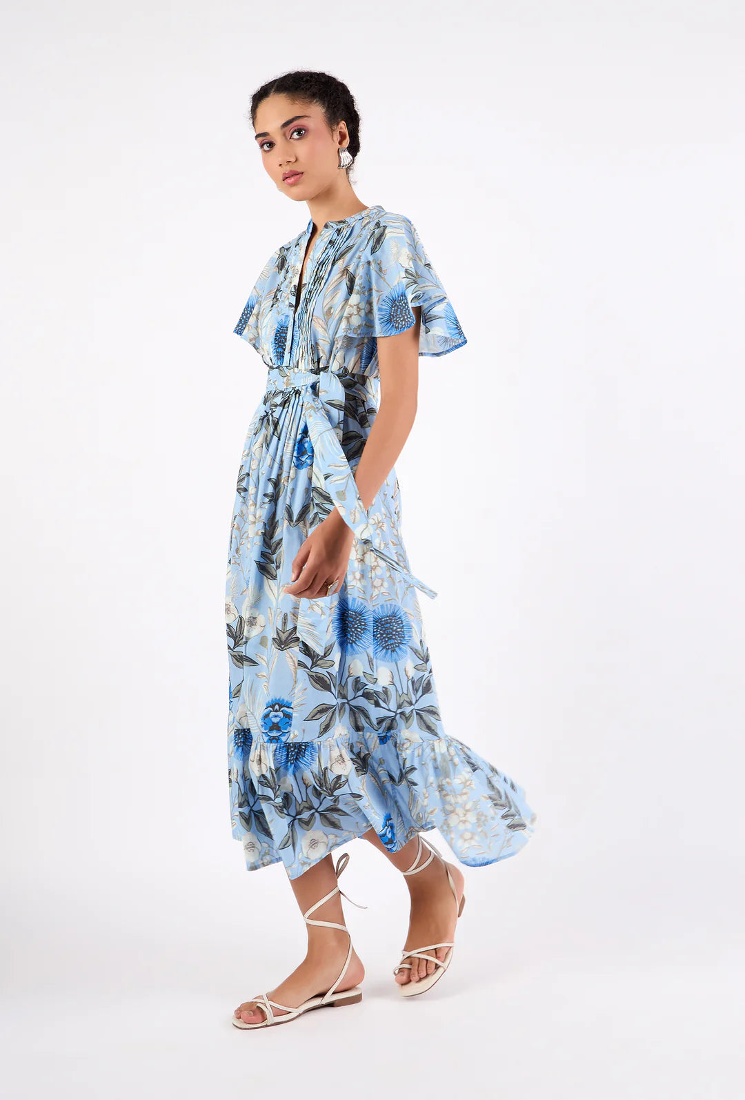 Leni Dress in Monet's Garden Blue