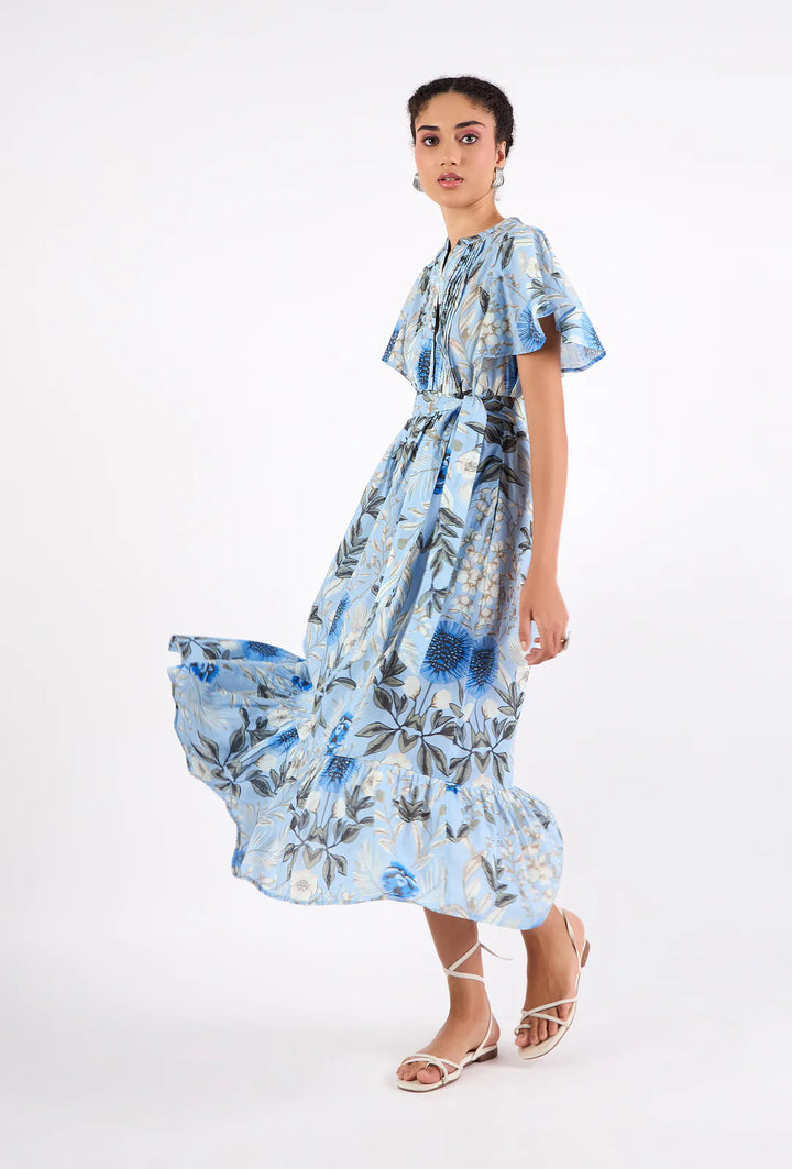 Leni Dress in Monet's Garden Blue