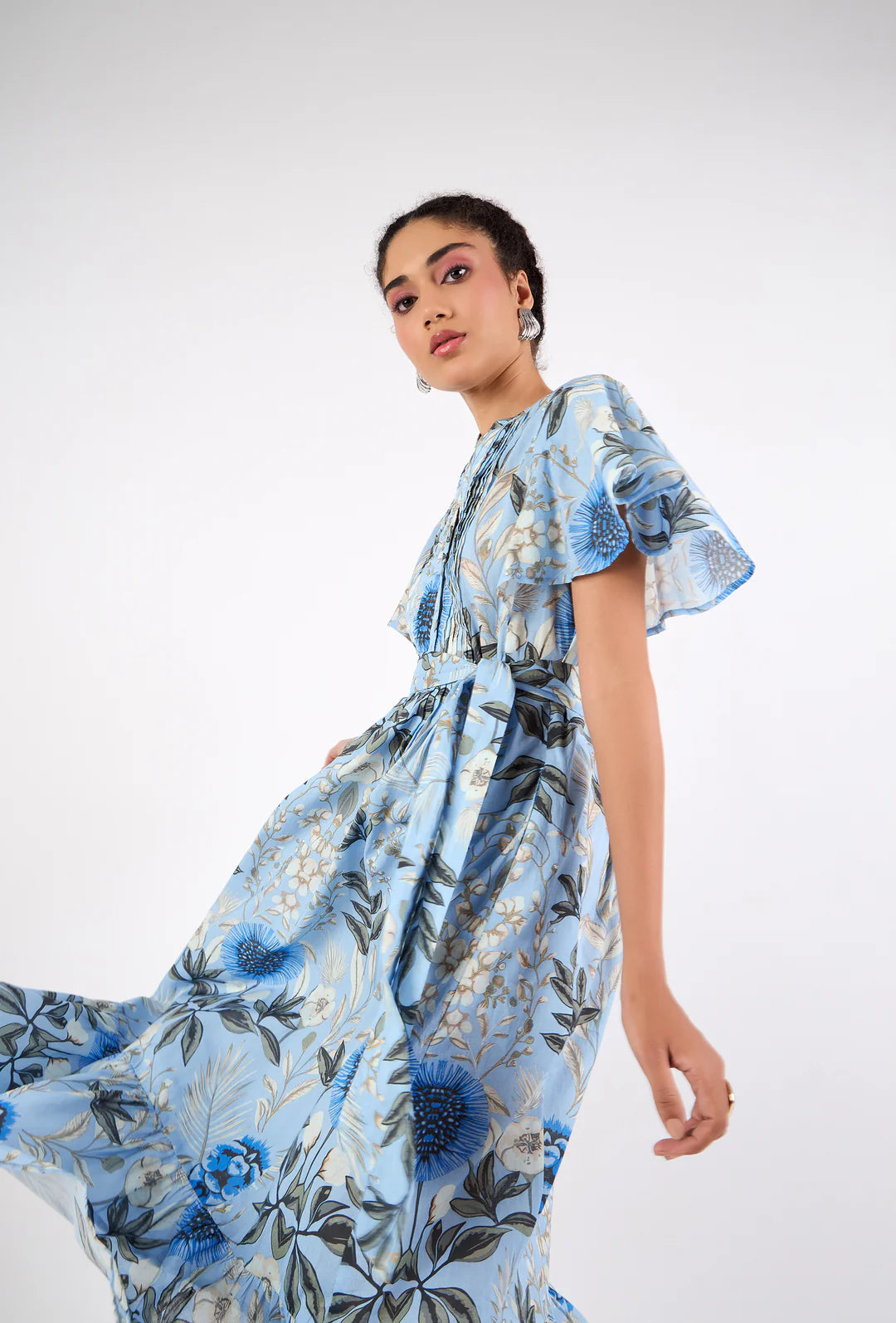 Leni Dress in Monet's Garden Blue