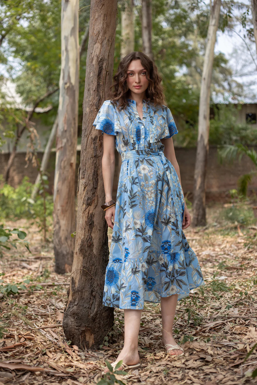 Leni Dress in Monet's Garden Blue