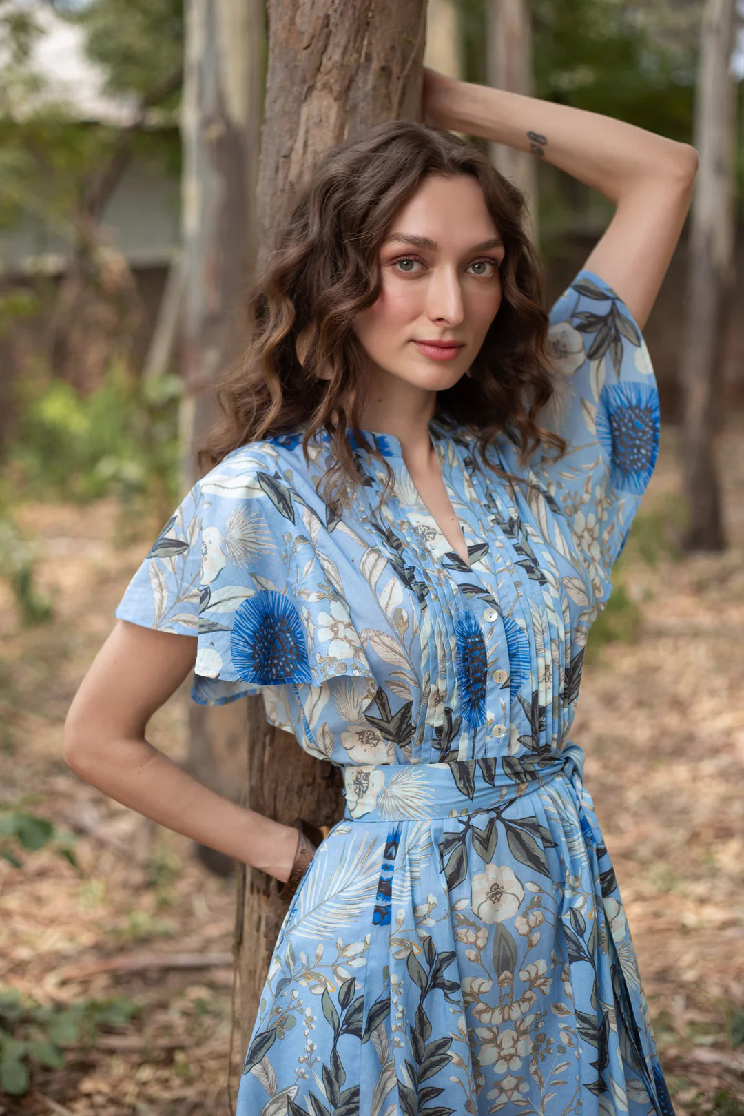 Leni Dress in Monet's Garden Blue