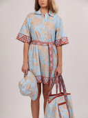 Africa Light Blue Poplin Short Dress