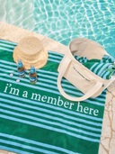 The Member Towel in Blue/Green Stripe